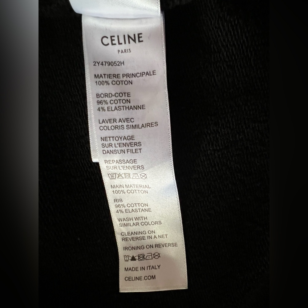 CELINE Paris Black Loose Hoodie in Cotton Fleece size Small Sweatshirt - Picture 6 of 10